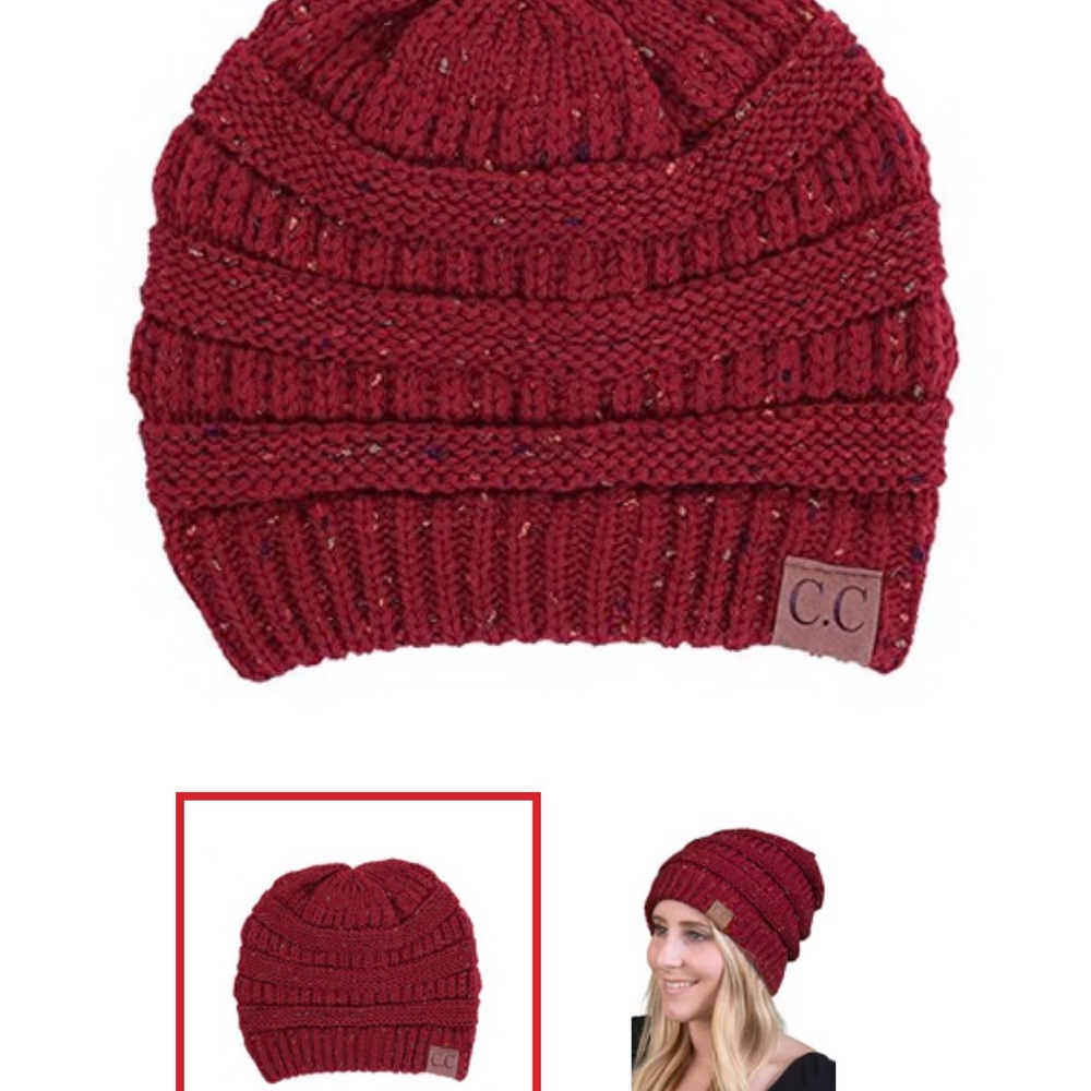 C.C Women's Burgundy Knit Beanie